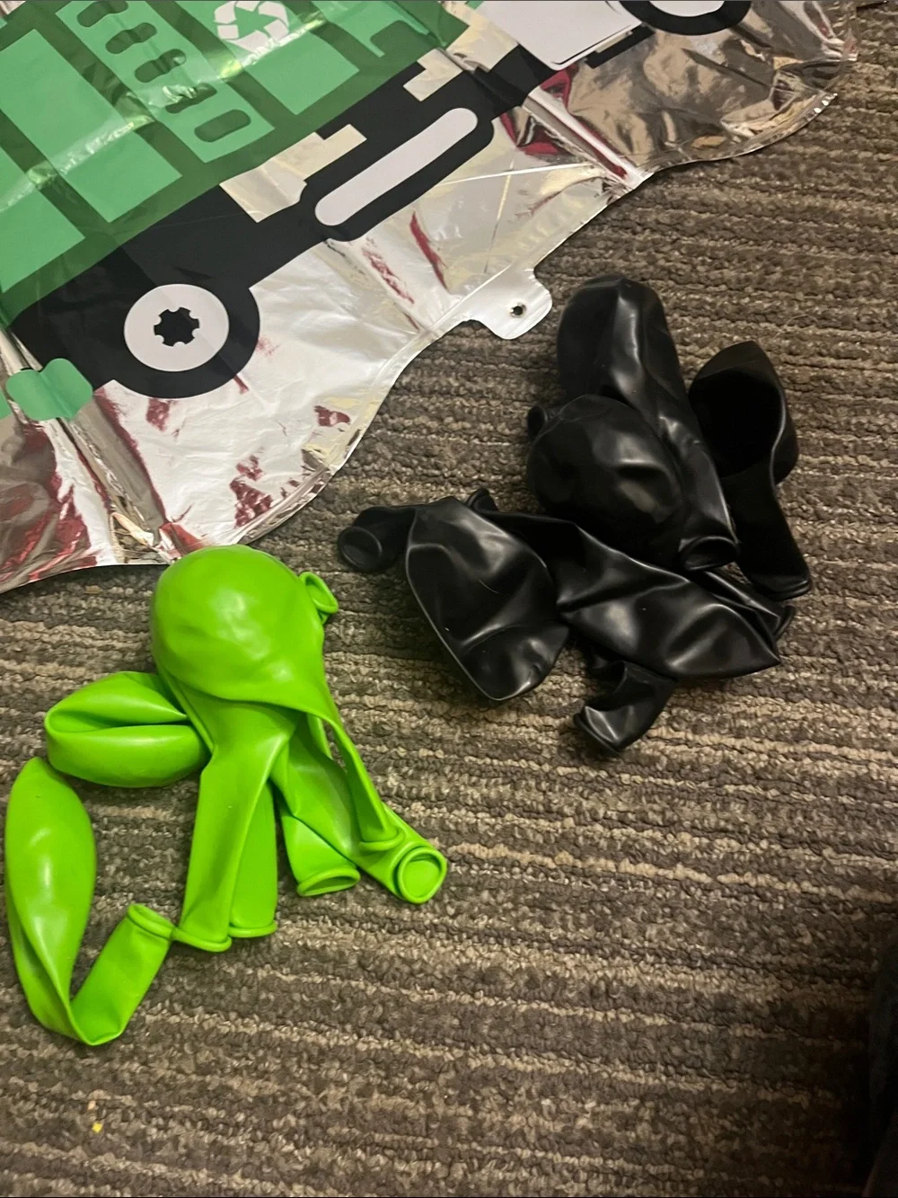 Green Recycling Truck Party Balloon Set - Eco Theme Decorations 6 large Mylar